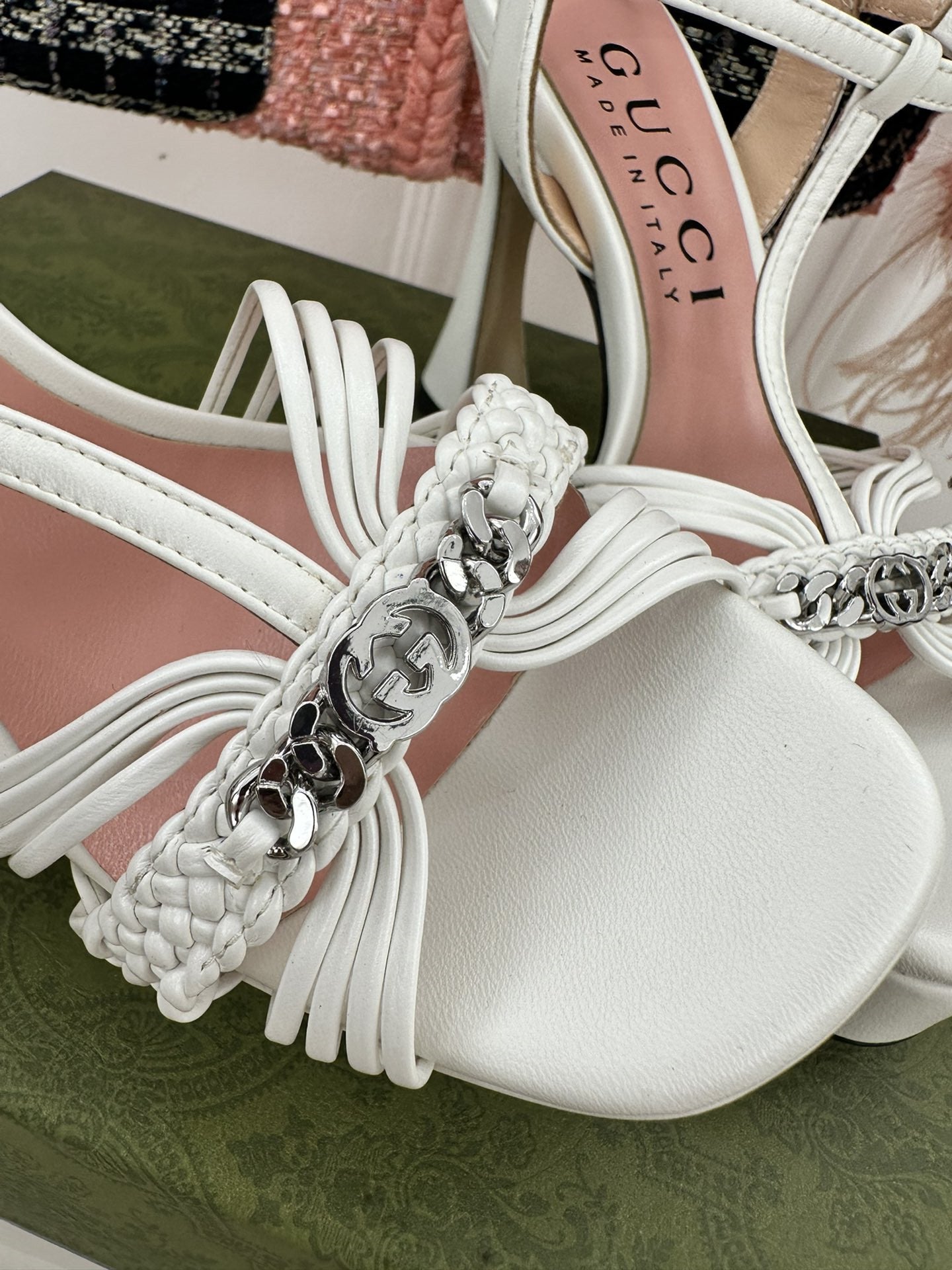 High Quality Luxury Gucci Platform Woven Strap High Heels – Style 69523 product detail