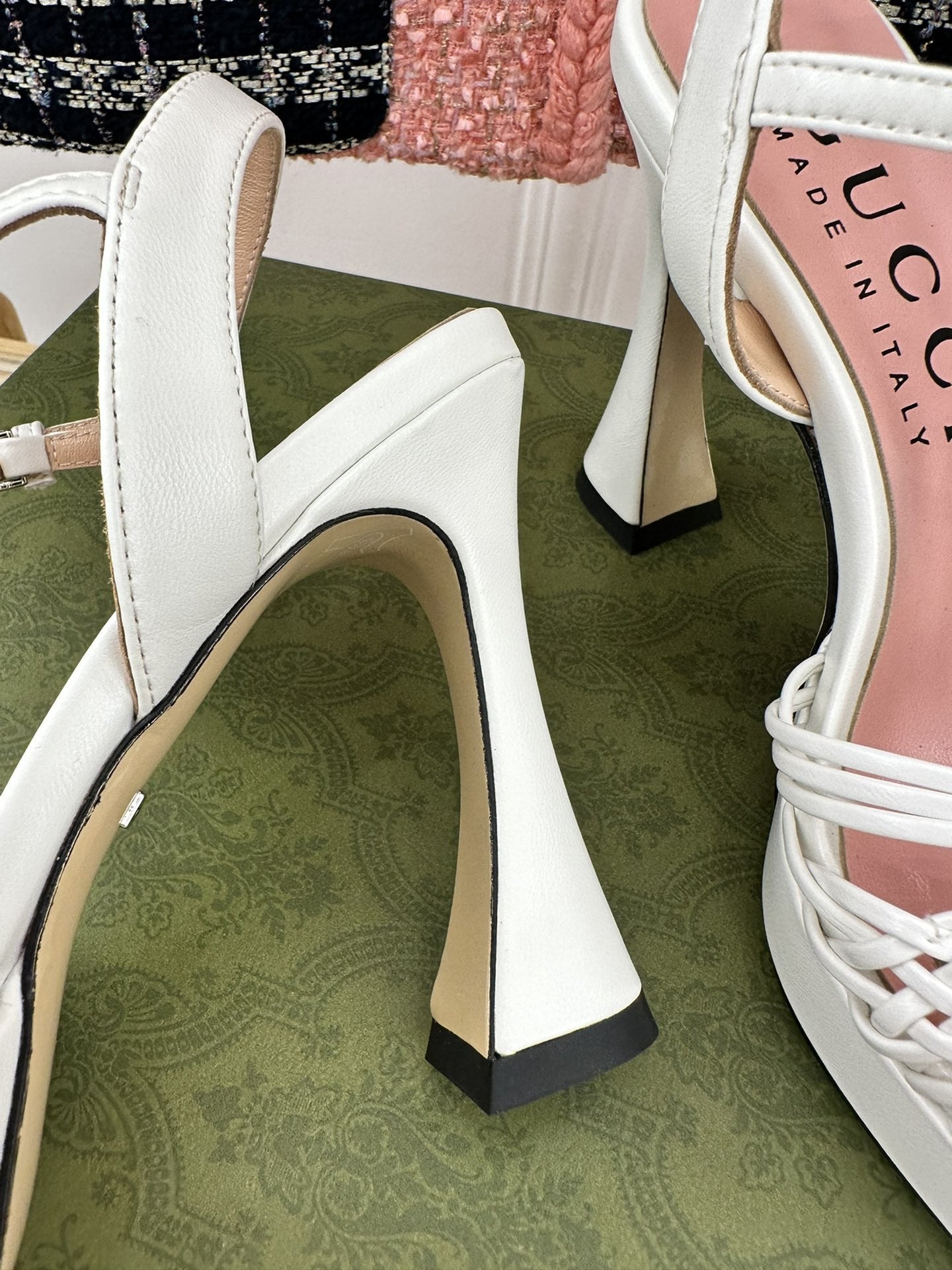 High Quality Luxury Gucci Platform Woven Strap High Heels – Style 69523 product detail