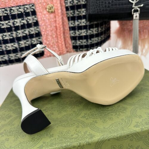 High Quality Luxury Gucci Platform Woven Strap High Heels – Style 69523 product detail