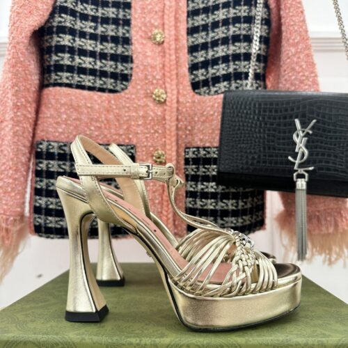High Quality Luxury Gucci Platform Woven Strap High Heels – Style 02291 alternate view