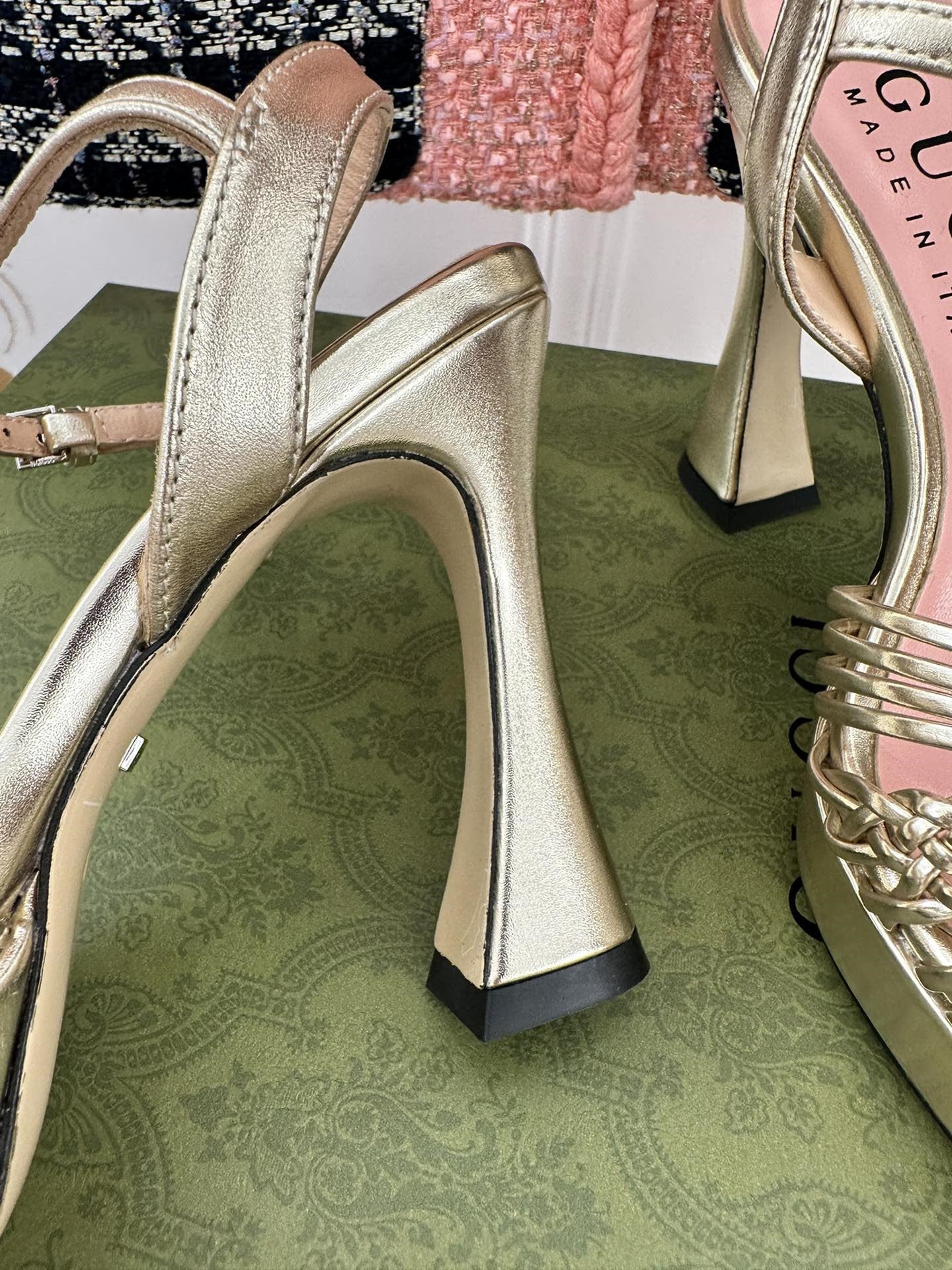 High Quality Luxury Gucci Platform Woven Strap High Heels – Style 02291 product detail