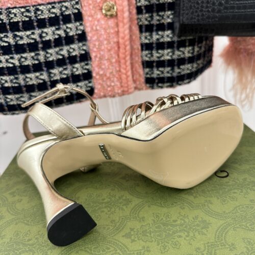 High Quality Luxury Gucci Platform Woven Strap High Heels – Style 02291 product detail