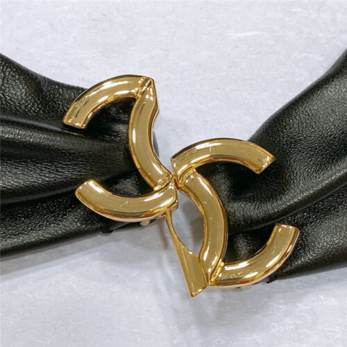 High Quality Luxury Chanel Smooth Cc Brass Buckle Sheepskin Elastic Belt – Style 68262 product detail