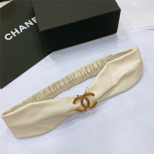 High Quality Luxury Chanel Smooth Cc Brass Buckle Sheepskin Elastic Belt – Style 92550