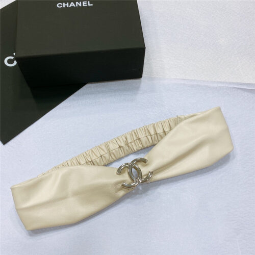 High Quality Luxury Chanel Smooth Cc Brass Buckle Sheepskin Elastic Belt – Style 87462