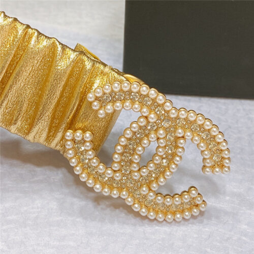 High Quality Luxury Chanel Smooth Cc Brass Buckle Sheepskin Elastic Belt – Style 51302 alternate view