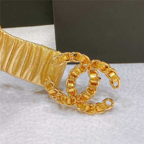 High Quality Luxury Chanel Smooth Cc Brass Buckle Sheepskin Elastic Belt product detail