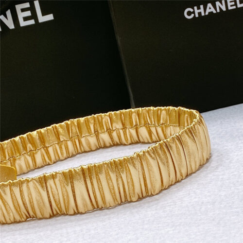 High Quality Luxury Chanel Smooth Cc Brass Buckle Sheepskin Elastic Belt product detail