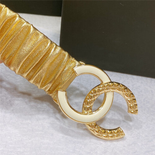 High Quality Luxury Chanel Smooth Cc Brass Buckle Sheepskin Elastic Belt – Style 04966 alternate view