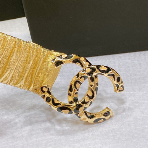 High Quality Luxury Chanel Smooth Cc Brass Buckle Sheepskin Elastic Belt – Style 01574 product detail
