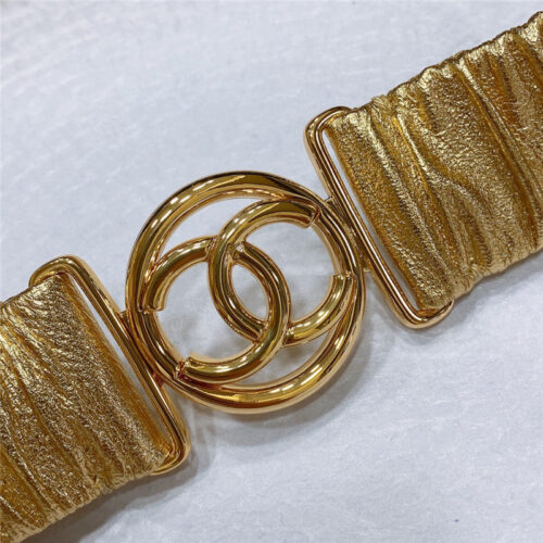 High Quality Luxury Chanel Smooth Cc Brass Buckle Sheepskin Elastic Belt – Style 98182 product detail