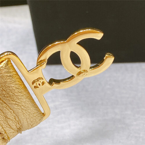 High Quality Luxury Chanel Smooth Cc Brass Buckle Sheepskin Elastic Belt – Style 98182 product detail