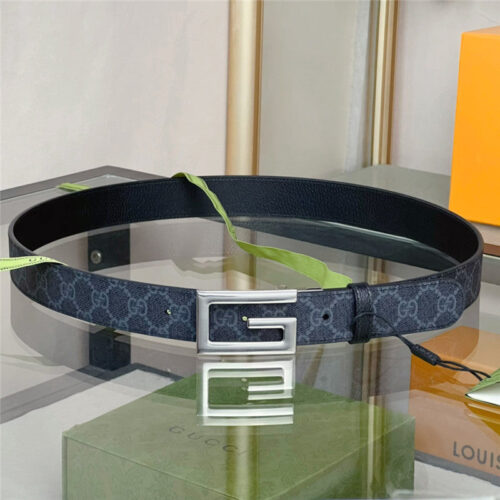 High Quality Luxury Gucci Square G Buckle Reversible Belt