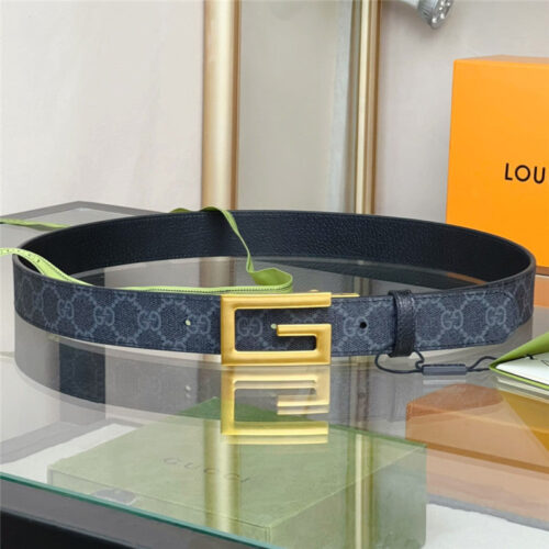 High Quality Luxury Gucci Square G Buckle Reversible Belt – Style 66310