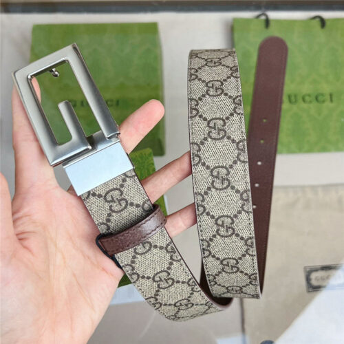 High Quality Luxury Gucci Square G Buckle Reversible Belt – Style 31846 product detail
