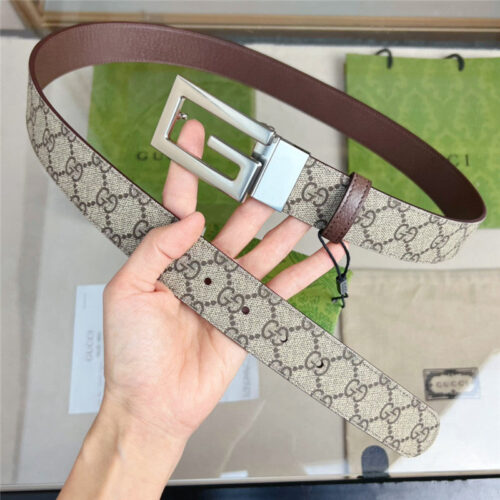 High Quality Luxury Gucci Square G Buckle Reversible Belt – Style 31846 product detail