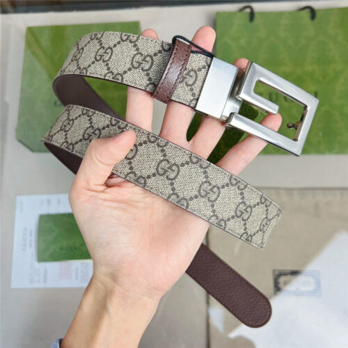 High Quality Luxury Gucci Square G Buckle Reversible Belt – Style 31846 product detail