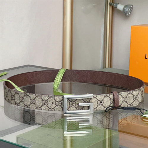 High Quality Luxury Gucci Square G Buckle Reversible Belt – Style 31846