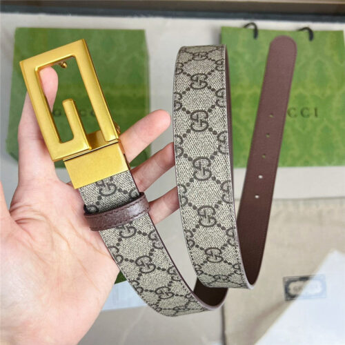 High Quality Luxury Gucci Square G Buckle Reversible Belt – Style 64614 product detail