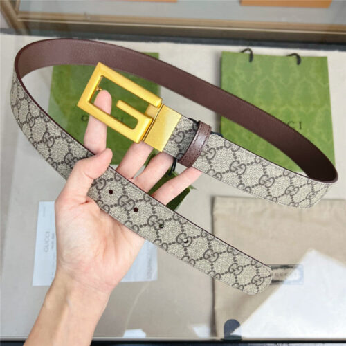 High Quality Luxury Gucci Square G Buckle Reversible Belt – Style 64614 product detail