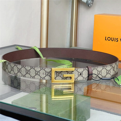 High Quality Luxury Gucci Square G Buckle Reversible Belt – Style 64614