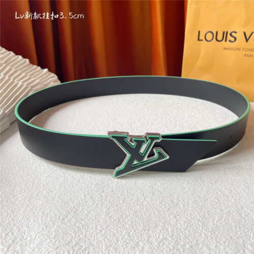 High Quality Luxury Louis Vuitton Black Plain Weave Bottom Belt