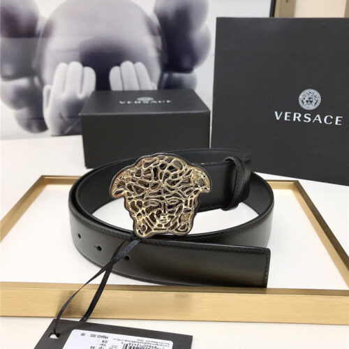 High Quality Luxury Versace Cutout Medusa Lamé Buckle Belt product detail