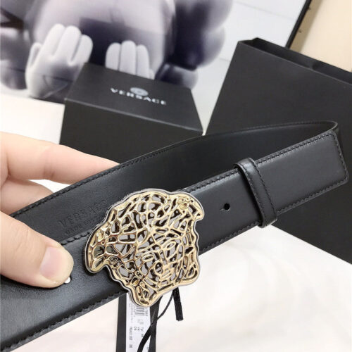 High Quality Luxury Versace Cutout Medusa Lamé Buckle Belt product detail