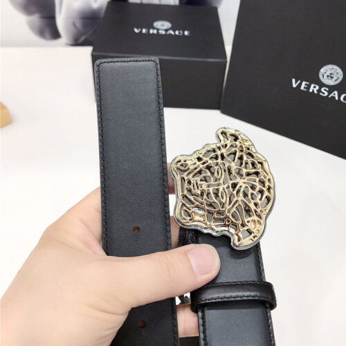 High Quality Luxury Versace Cutout Medusa Lamé Buckle Belt product detail