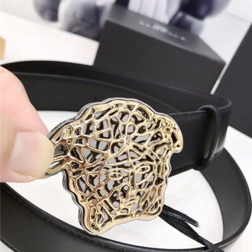 High Quality Luxury Versace Cutout Medusa Lamé Buckle Belt product detail