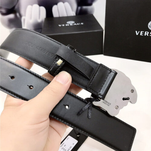 High Quality Luxury Versace Cutout Medusa Lamé Buckle Belt product detail