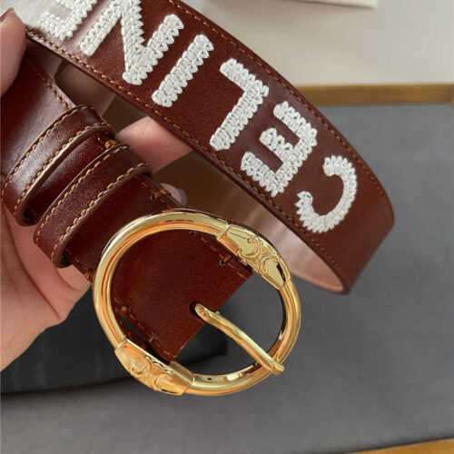 High Quality Luxury Celine Embroidered Belt In Vintage Calfskin – Style 15814 product detail