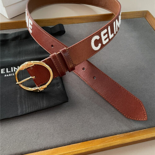 High Quality Luxury Celine Embroidered Belt In Vintage Calfskin – Style 15814 alternate view