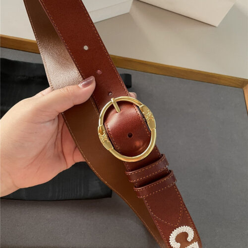 High Quality Luxury Celine Embroidered Belt In Vintage Calfskin – Style 15814 product detail
