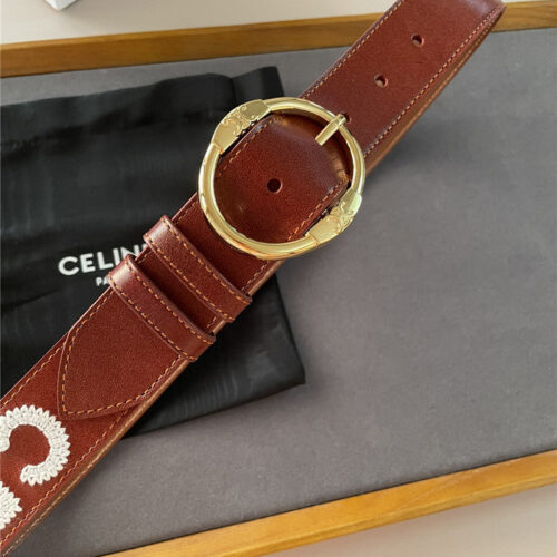 High Quality Luxury Celine Embroidered Belt In Vintage Calfskin – Style 15814 product detail