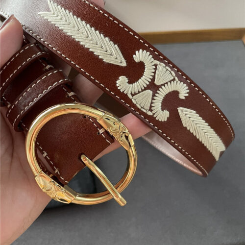 High Quality Luxury Celine Embroidered Belt In Vintage Calfskin – Style 14118 product detail