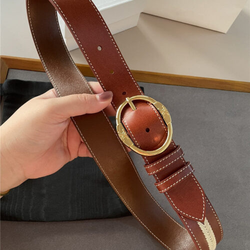 High Quality Luxury Celine Embroidered Belt In Vintage Calfskin – Style 14118