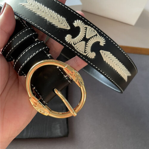 High Quality Luxury Celine Embroidered Belt In Vintage Calfskin – Style 79654 product detail