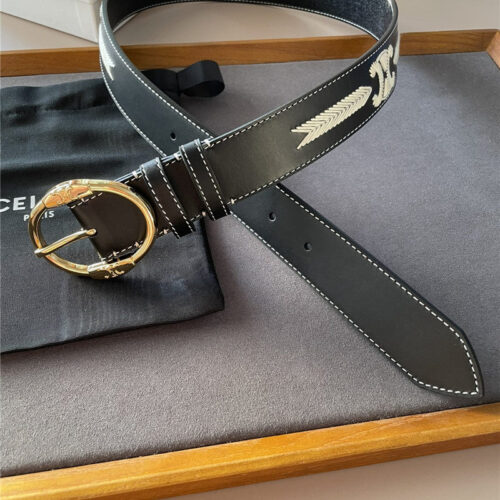 High Quality Luxury Celine Embroidered Belt In Vintage Calfskin – Style 79654 alternate view