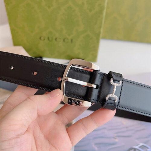 High Quality Luxury Gucci Print Embossed Leather Belt – Style 48262 product detail