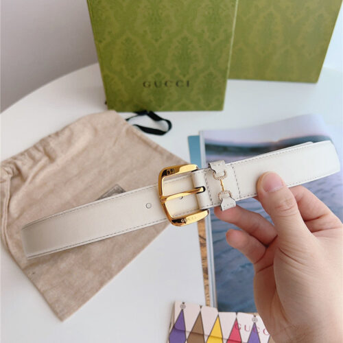 High Quality Luxury Gucci Print Embossed Leather Belt – Style 77638