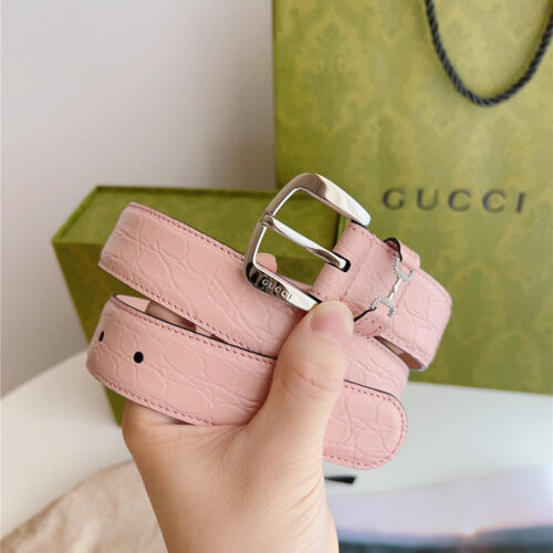 High Quality Luxury Gucci Print Embossed Leather Belt – Style 75942 product detail