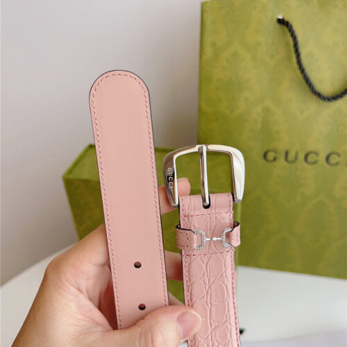 High Quality Luxury Gucci Print Embossed Leather Belt – Style 75942 product detail