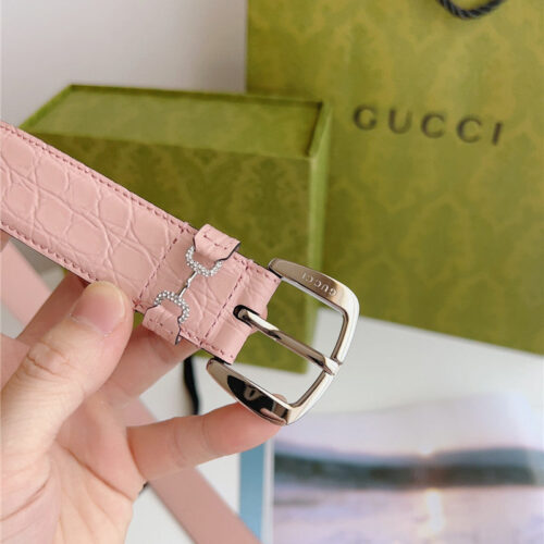 High Quality Luxury Gucci Print Embossed Leather Belt – Style 75942 product detail