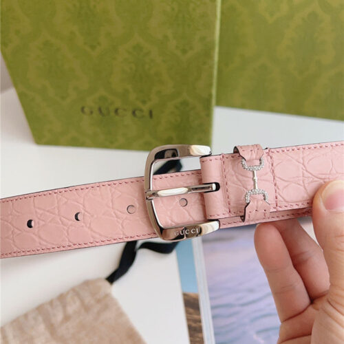 High Quality Luxury Gucci Print Embossed Leather Belt – Style 75942 product detail