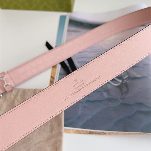 High Quality Luxury Gucci Print Embossed Leather Belt – Style 75942 product detail