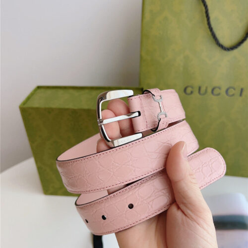 High Quality Luxury Gucci Print Embossed Leather Belt – Style 75942 alternate view