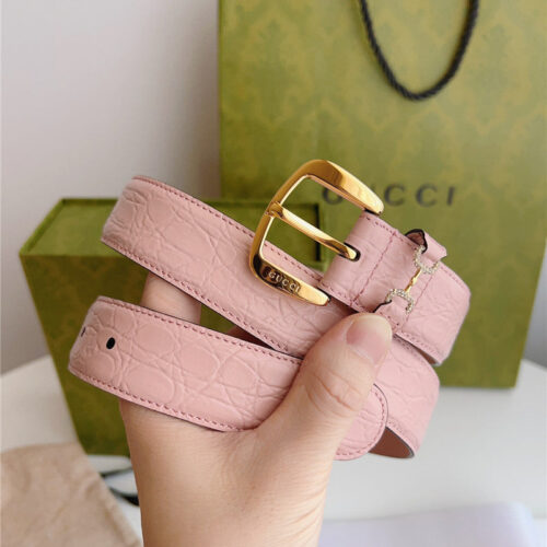 High Quality Luxury Gucci Print Embossed Leather Belt – Style 74246 alternate view
