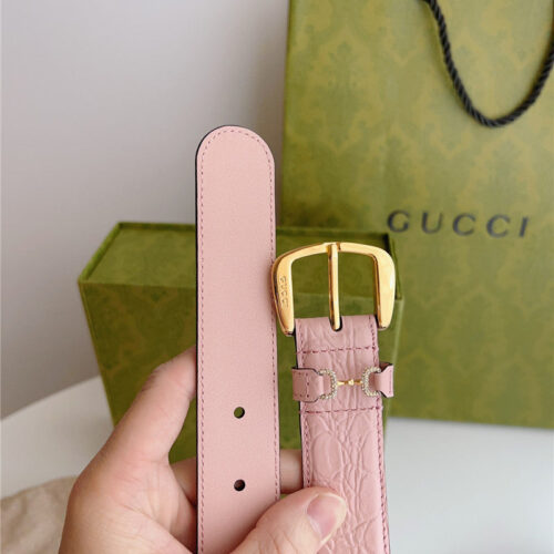High Quality Luxury Gucci Print Embossed Leather Belt – Style 74246 product detail