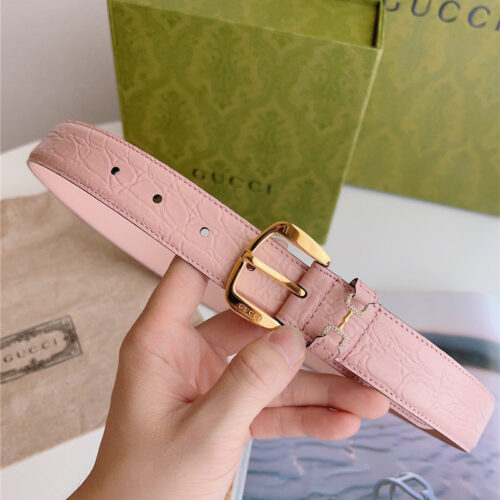 High Quality Luxury Gucci Print Embossed Leather Belt – Style 74246